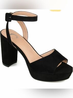 Journee Collection Black Suede Heels